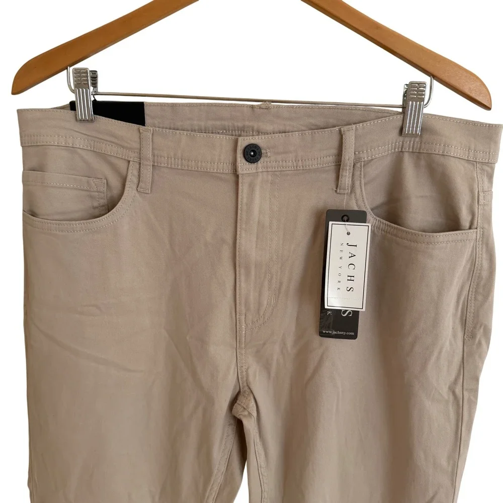 New Jachs New York Mens Slim‎ Fit 5-Pocket Pants Stone Beige 36x30 J23A-129 NWT